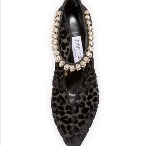 Jimmy Choo Lux Jeweled Leopard-Print Velvet Pumps - Picture 9 of 15